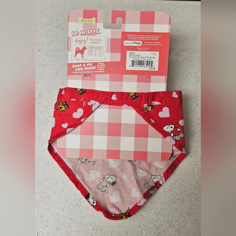 Snoopy Valentine Bandana & Toy NEW